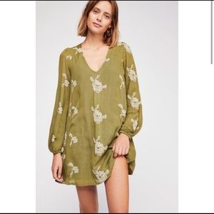 Free People Green Floral Mini Dress